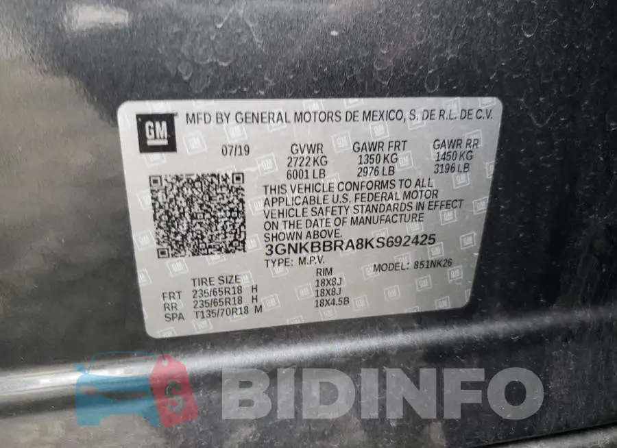 3GNKBBRA8KS692425 Photo# 12