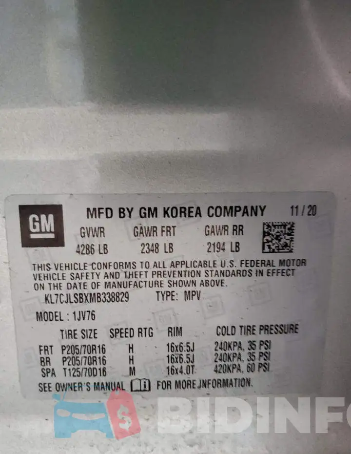 KL7CJLSBXMB338829 Photo# 13