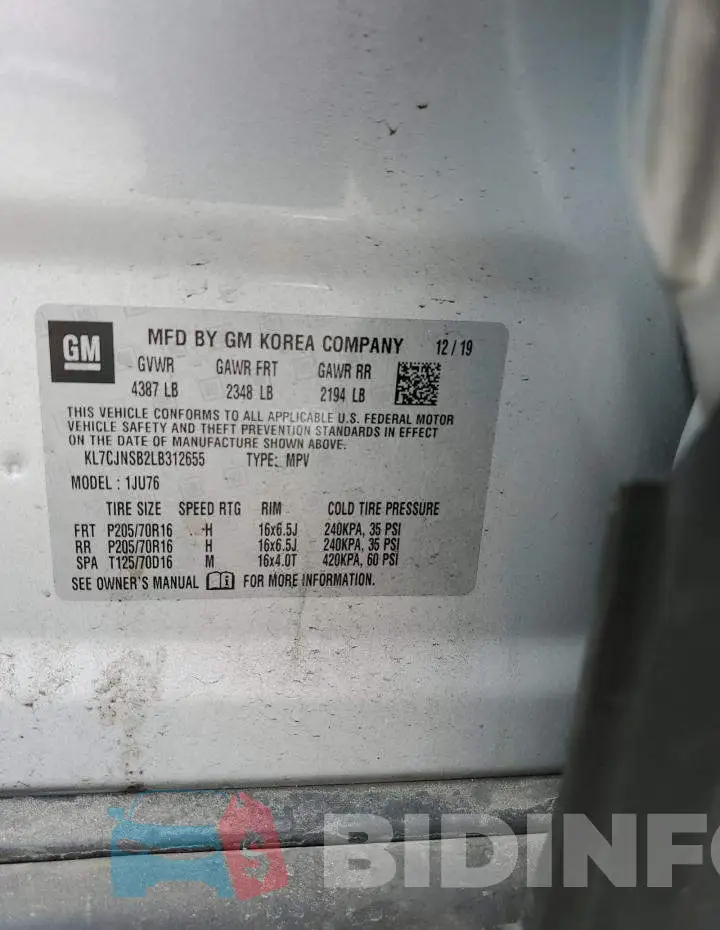 KL7CJNSB2LB312655 Photo# 12