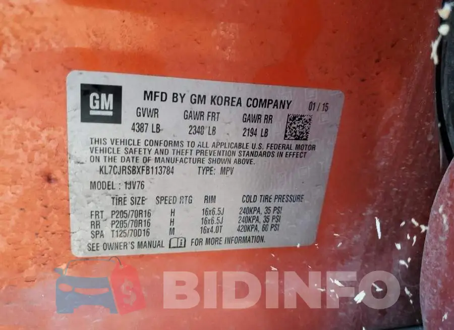KL7CJRSBXFB113784 Photo# 12