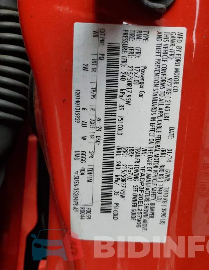 1FADP3F20EL257906 Photo# 12
