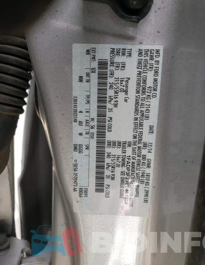 1FADP3F29EL461104 Photo# 12