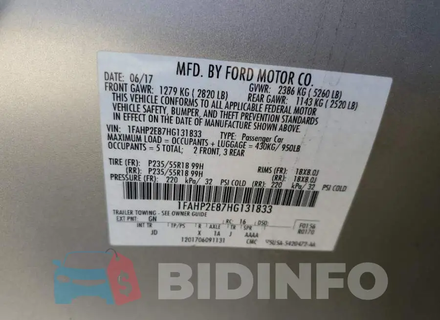 1FAHP2E87HG131833 Photo# 12
