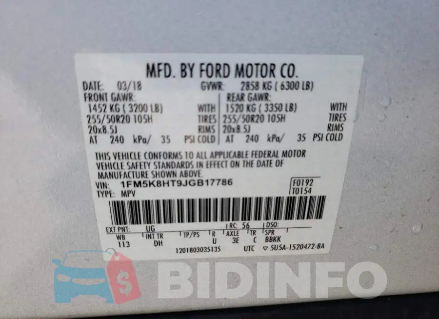 1FM5K8HT9JGB17786 Photo# 13