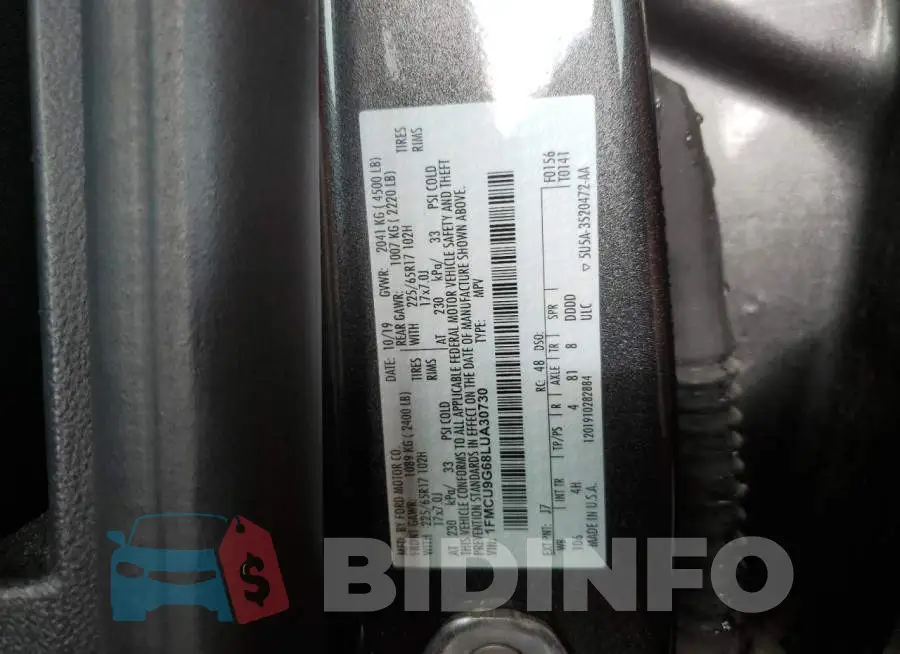 1FMCU9G68LUA30730 Photo# 12