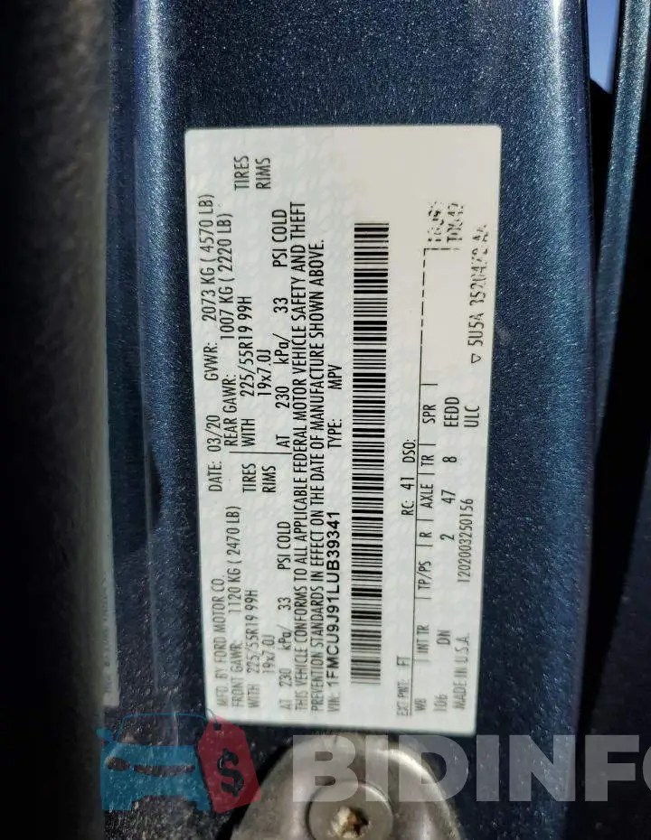 1FMCU9J91LUB39341 Photo# 13