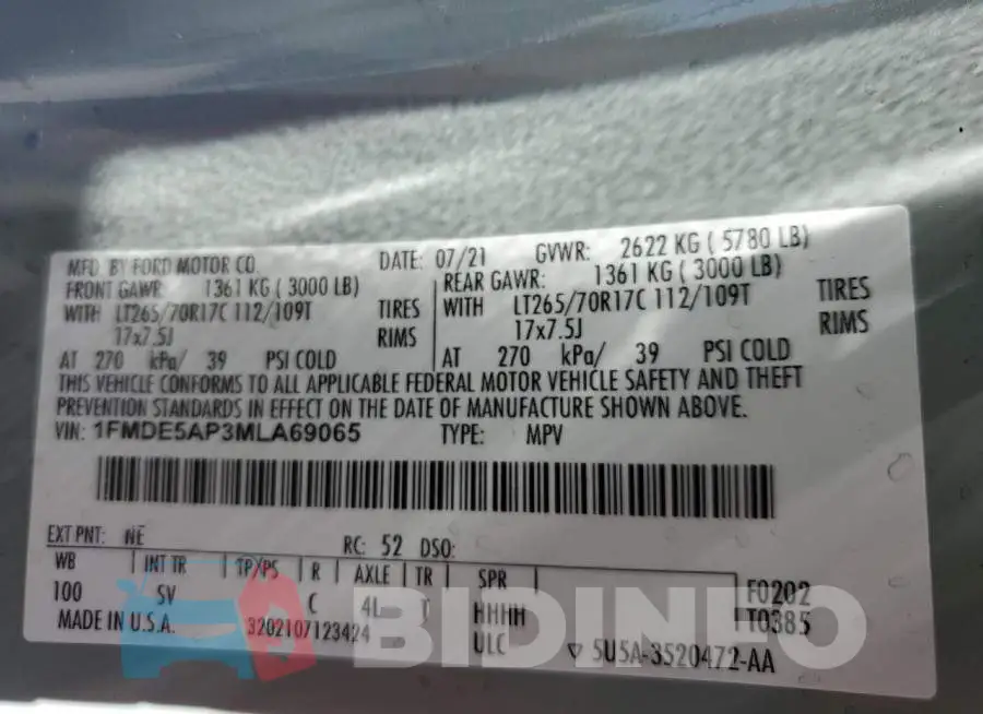 1FMDE5AP3MLA69065 Photo# 14