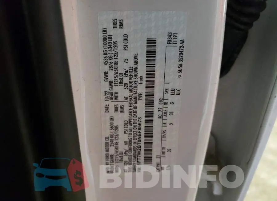 1FT7W2BT0NEF85673 Photo# 12