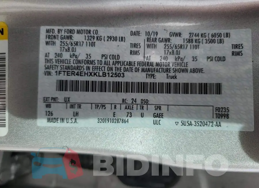 1FTER4EHXKLB12503 Photo# 12