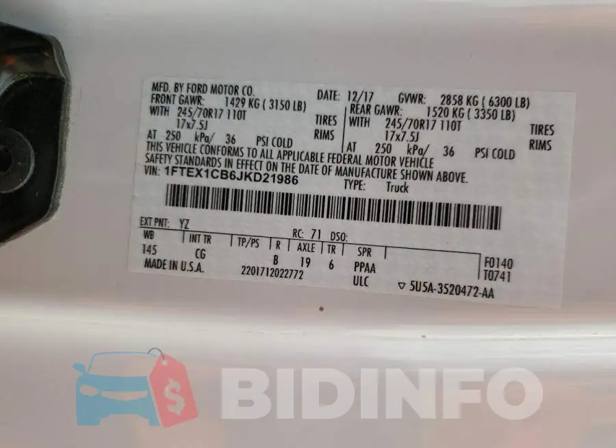1FTEX1CB6JKD21986 Photo# 12
