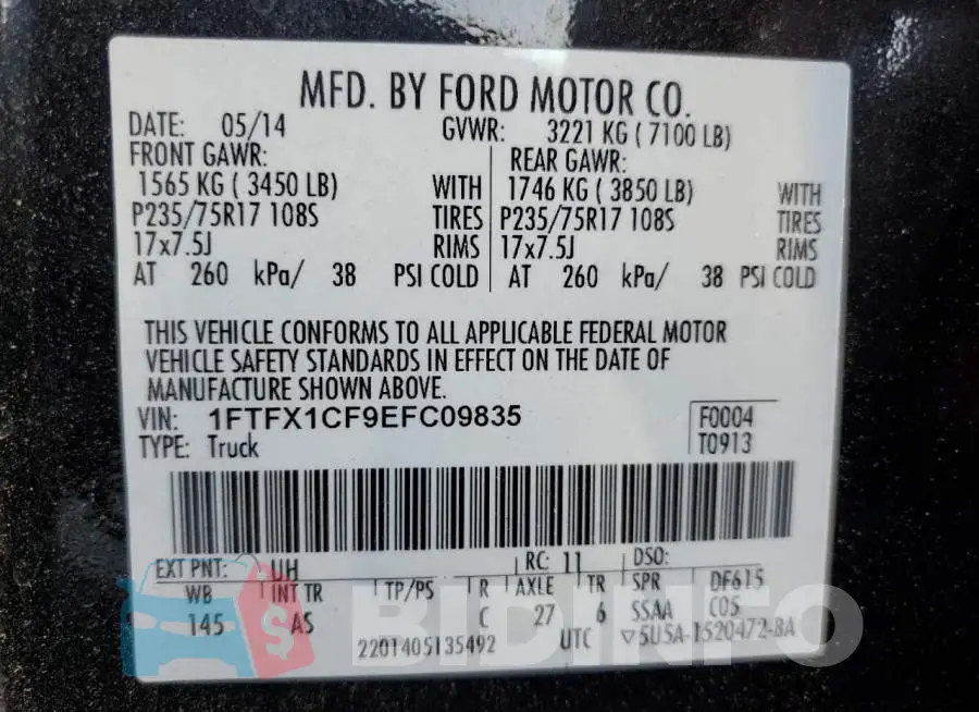 1FTFX1CF9EFC09835 Photo# 12