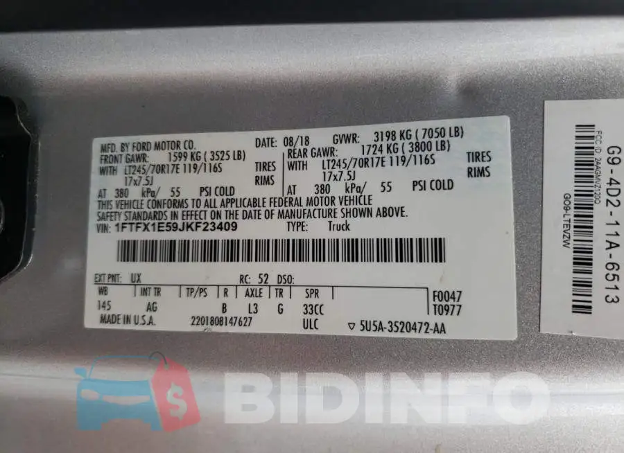 1FTFX1E59JKF23409 Photo# 12