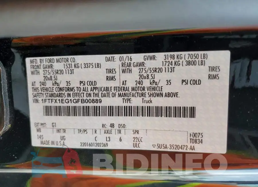 1FTFX1EG1GFB00889 Photo# 12