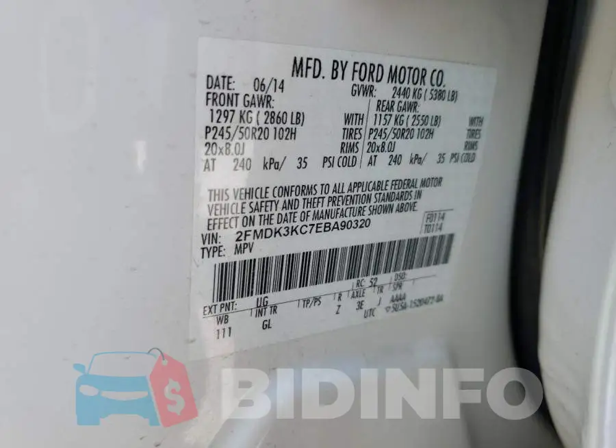 2FMDK3KC7EBA90320 Photo# 13