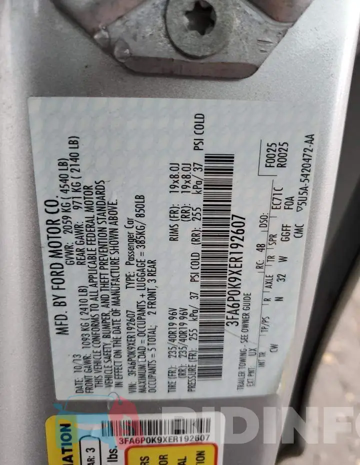 3FA6P0K9XER192607 Photo# 12
