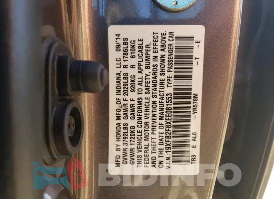19XFB2F8XEE081553 Photo# 12