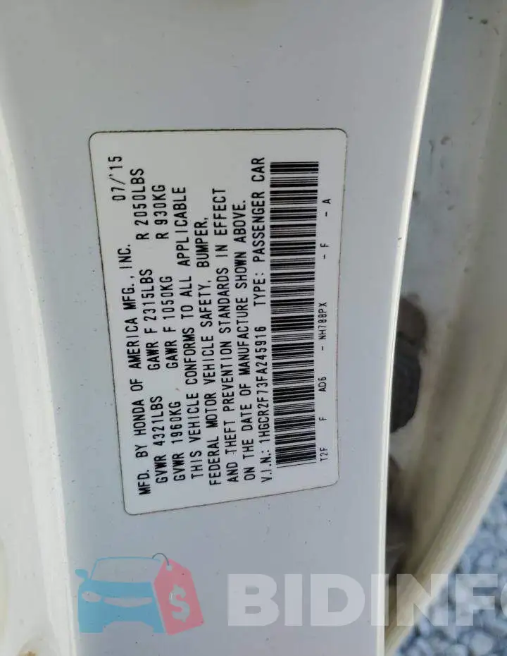 1HGCR2F73FA245916 Photo# 12