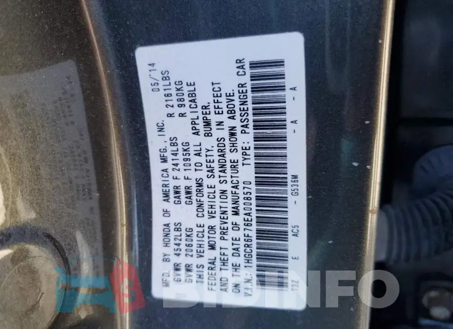 1HGCR6F76EA008570 Photo# 13