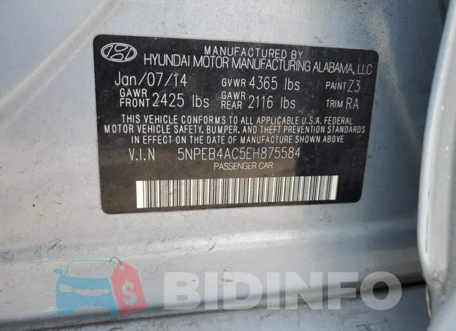 5NPEB4AC5EH875584 Photo# 12