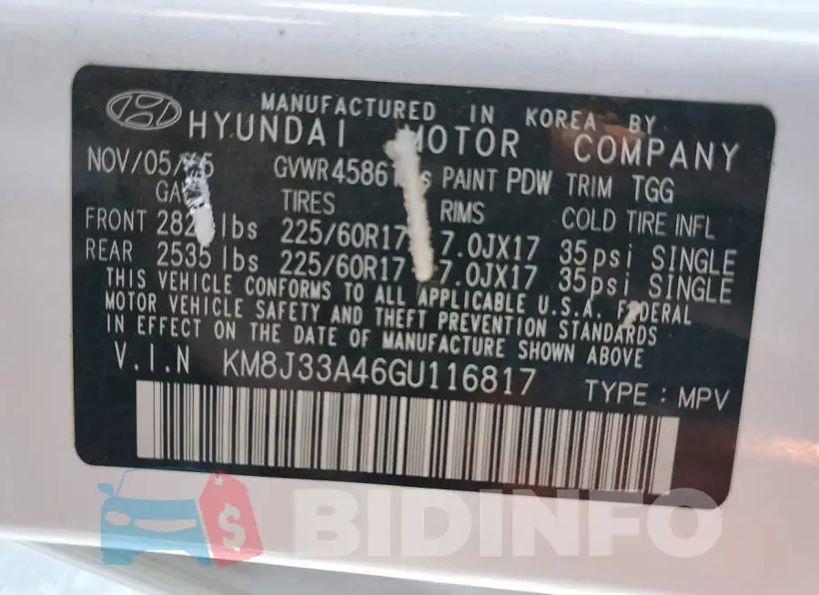 KM8J33A46GU116817 Photo# 13
