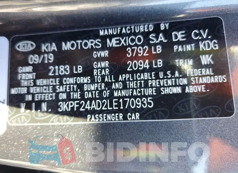 3KPF24AD2LE170935 Photo# 13