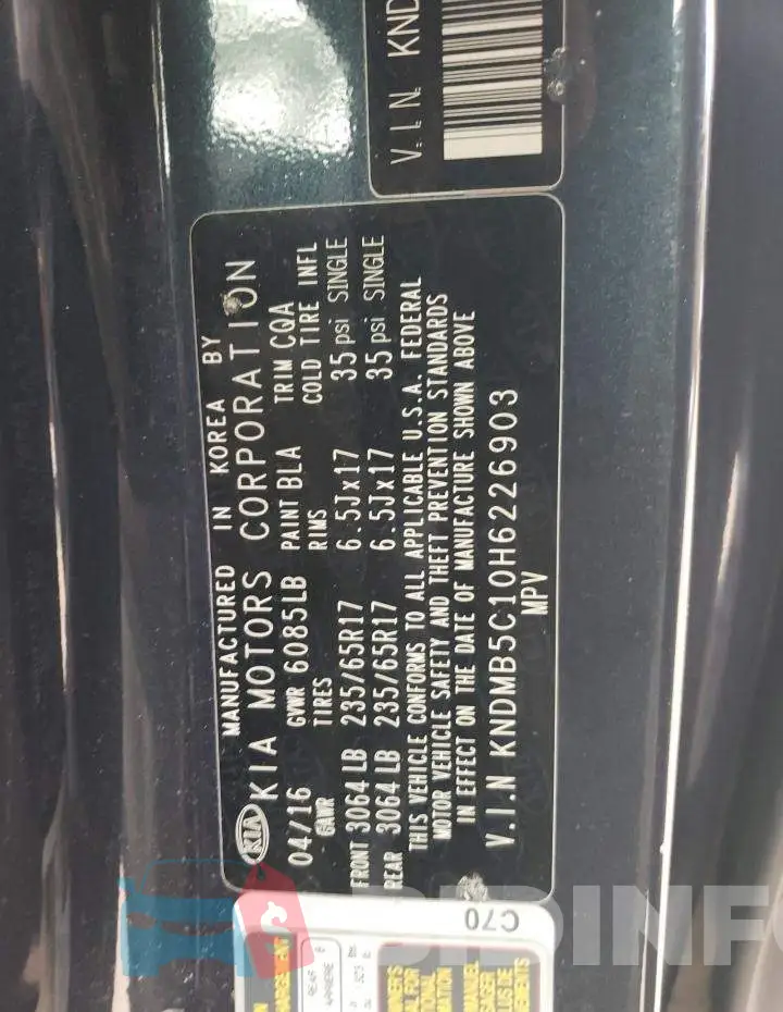 KNDMB5C10H6226903 Photo# 12