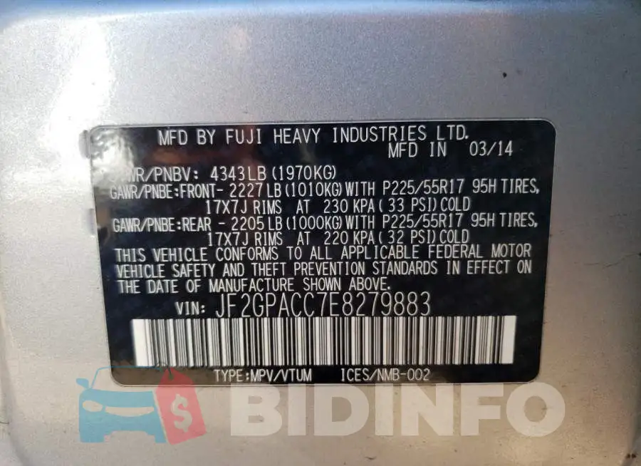 JF2GPACC7E8279883 Photo# 13