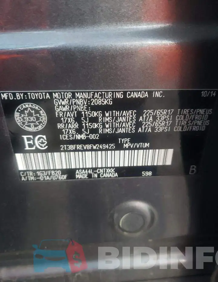 2T3BFREV8FW249425 Photo# 14