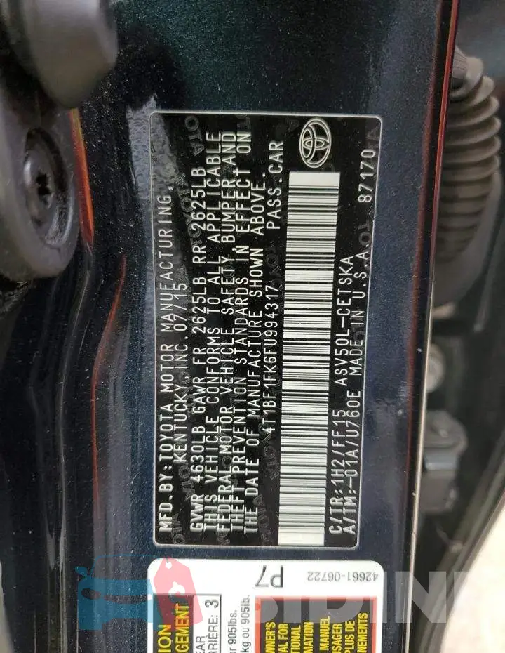 4T1BF1FK6FU994317 Photo# 12