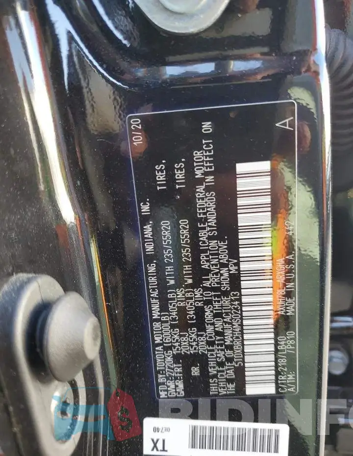 5TDXBRCH4MS023413 Photo# 12