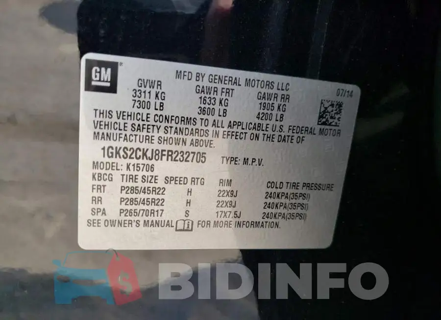 1GKS2CKJ8FR232705 Photo# 13