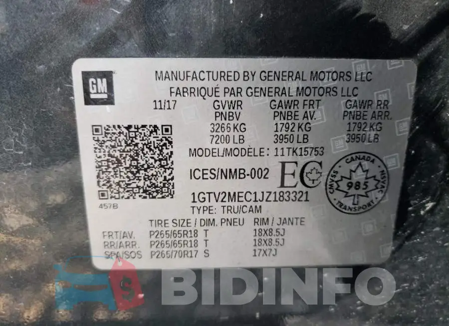 1GTV2MEC1JZ183321 Photo# 12