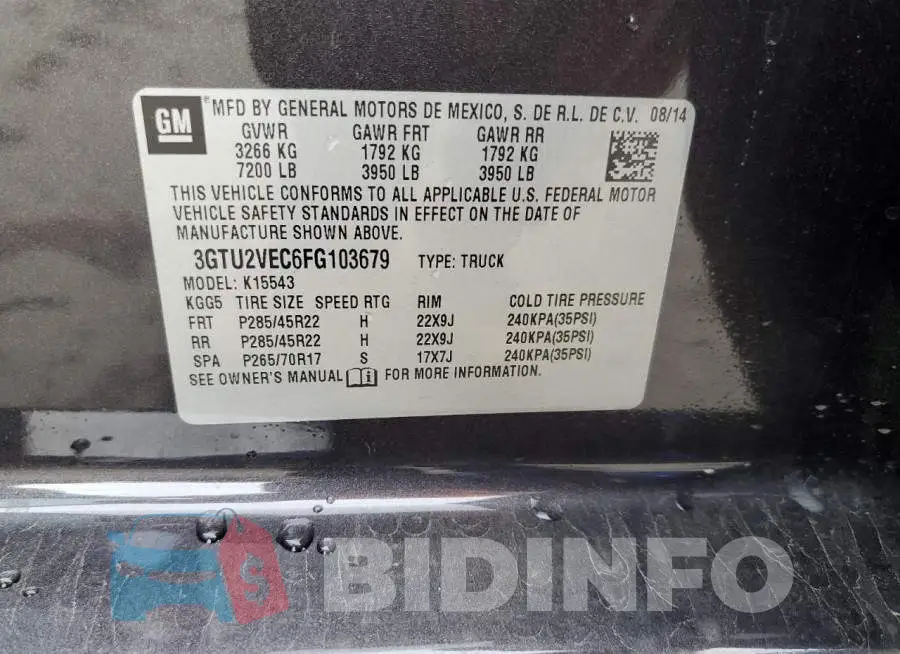 3GTU2VEC6FG103679 Photo# 12