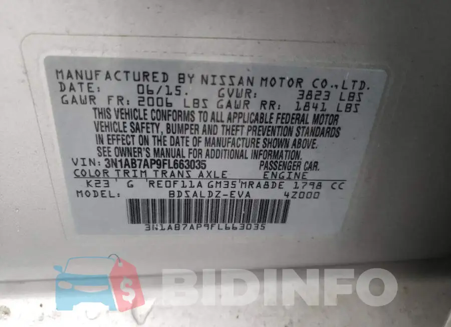 3N1AB7AP9FL663035 Photo# 12