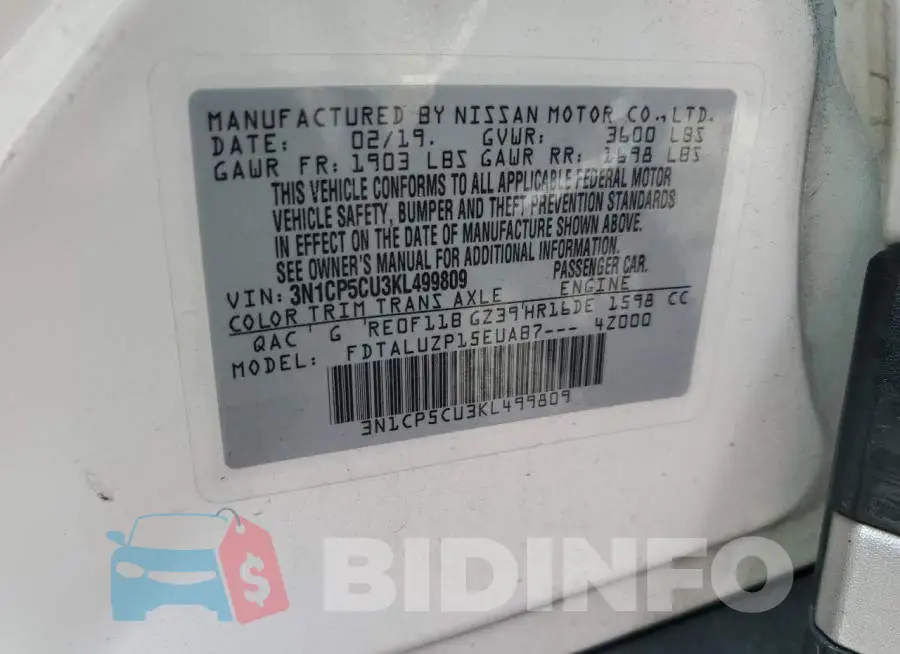 3N1CP5CU3KL499809 Photo# 13