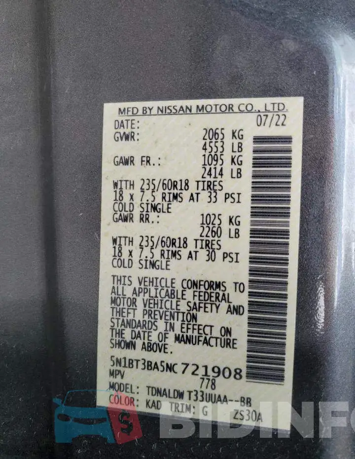 5N1BT3BA5NC721908 Photo# 12