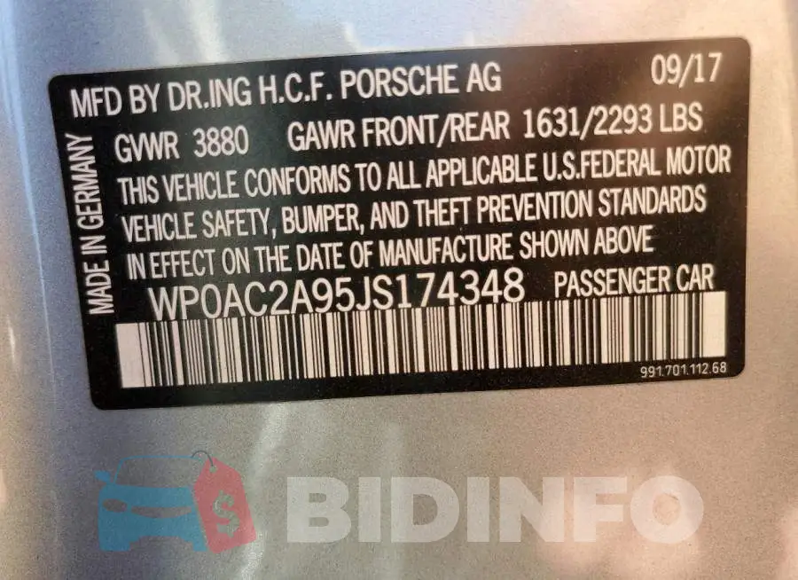 WP0AC2A95JS174348 Photo# 12