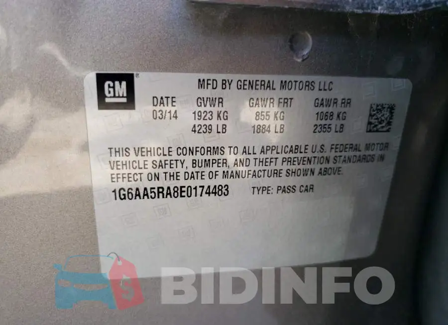 1G6AA5RA8E0174483 Photo# 12