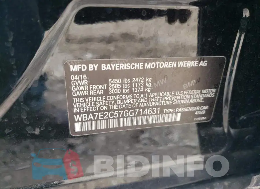 WBA7E2C57GG714631 Photo# 12