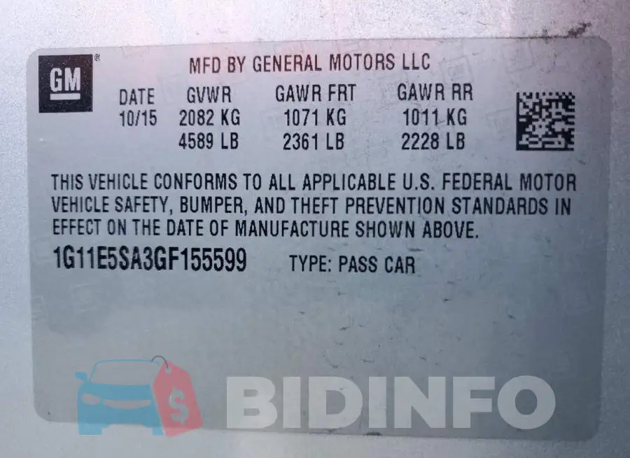 1G11E5SA3GF155599 Photo# 12