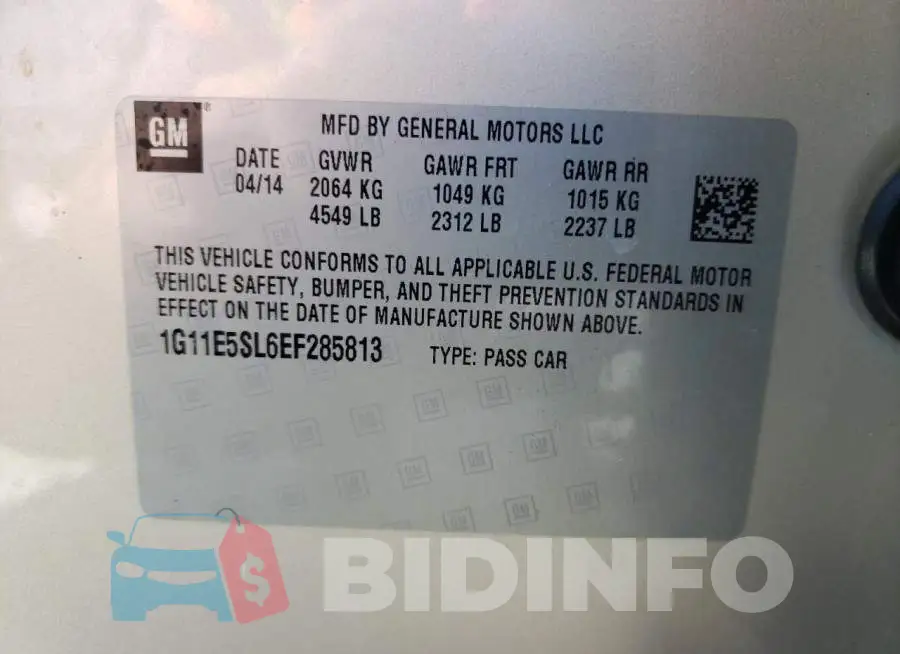 1G11E5SL6EF285813 Photo# 12