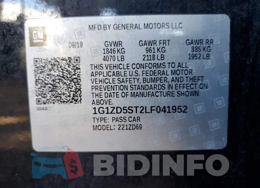 1G1ZD5ST2LF041952 Photo# 12