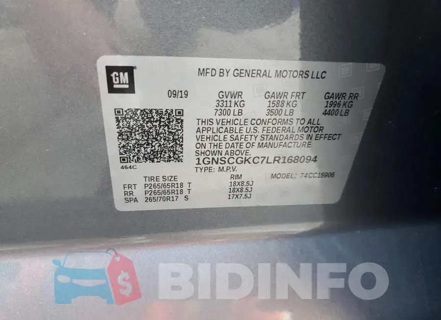 1GNSCGKC7LR168094 Photo# 13