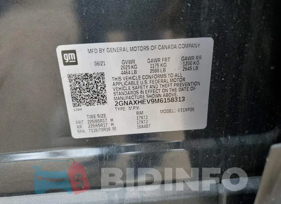 2GNAXHEV9M6158313 Photo# 12