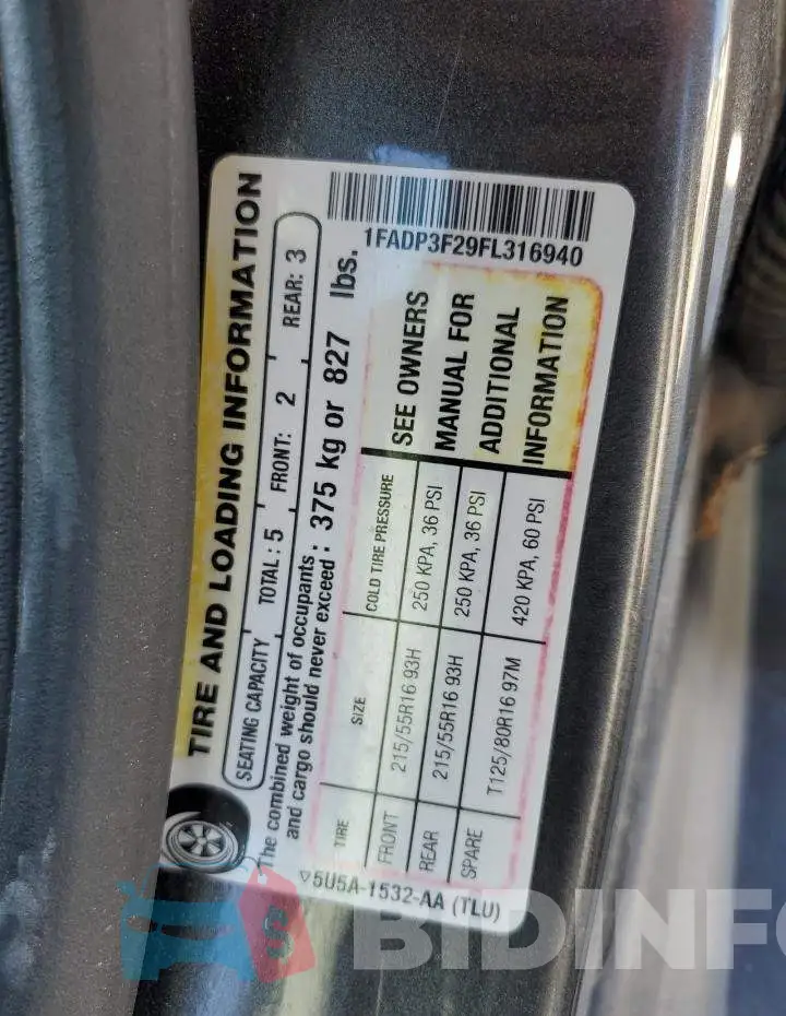 1FADP3F29FL316940 Photo# 12