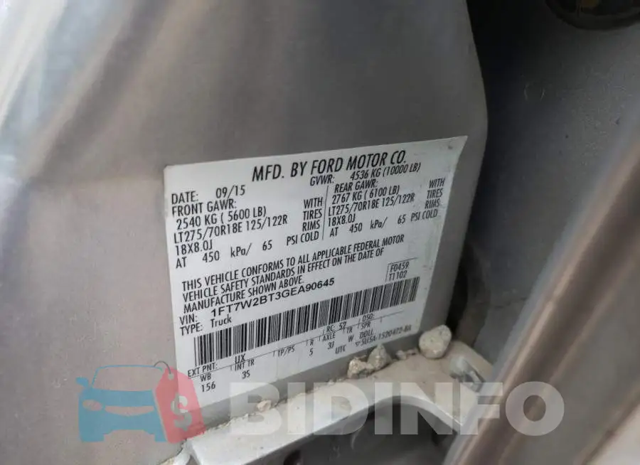 1FT7W2BT3GEA90645 Photo# 12