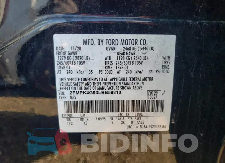 2FMPK4G93LBB59310 Photo# 12