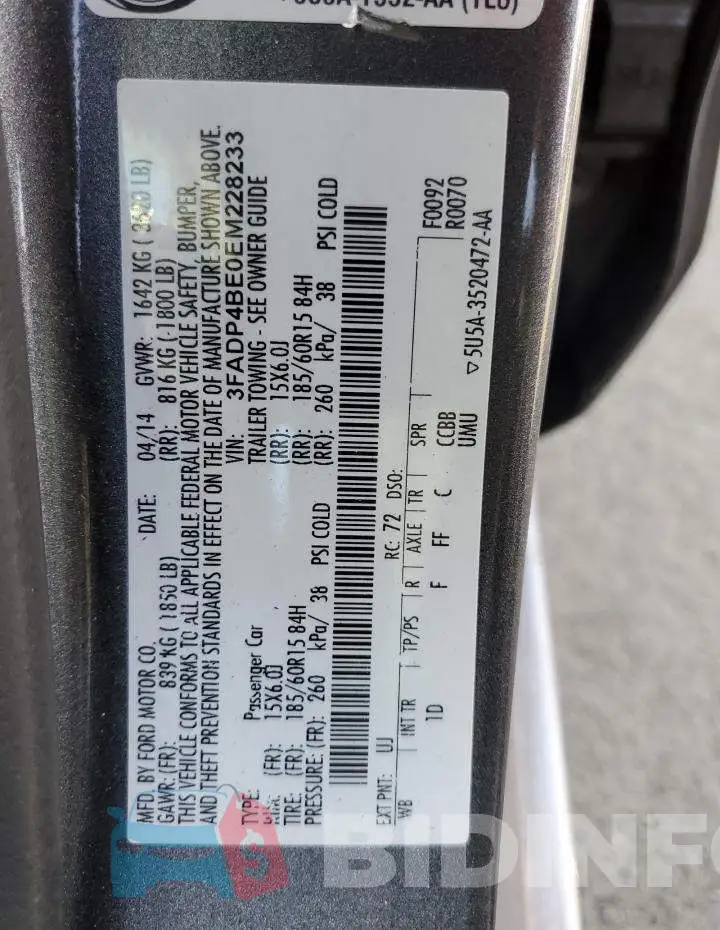 3FADP4BE0EM228233 Photo# 12
