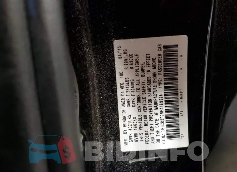 1HGCR2F79FA169926 Photo# 12