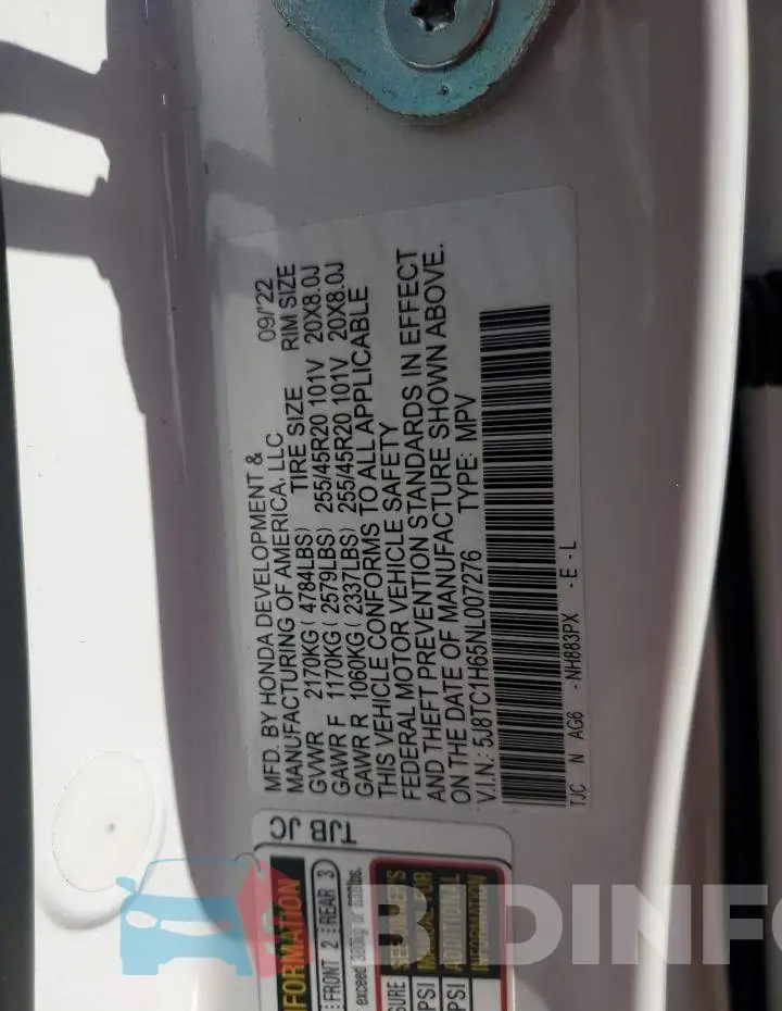 5J8TC1H65NL007276 Photo# 14